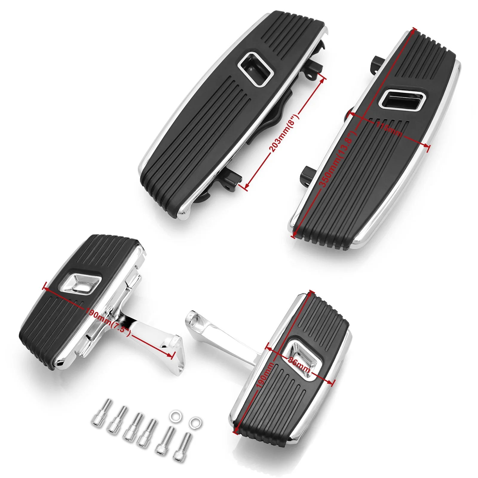 Rider Driver Passenger Floorboards Wide Soft Footboards Chrome for Harley Touring Road Glide CVO Ultra Limited 1993-2023