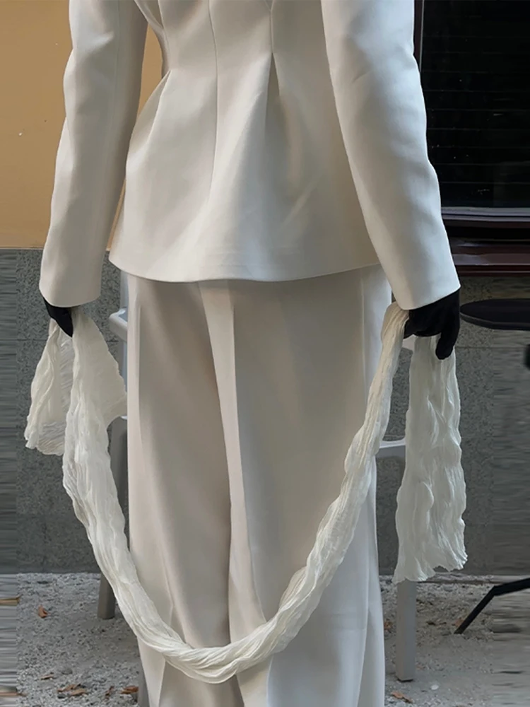 

Элегантный пиджак и брюки, женские однотонные пуговицы с лацканами и длинными рукавами, пальто с застежкой на талии, прямые брюки, 2026, офисные женские наряды