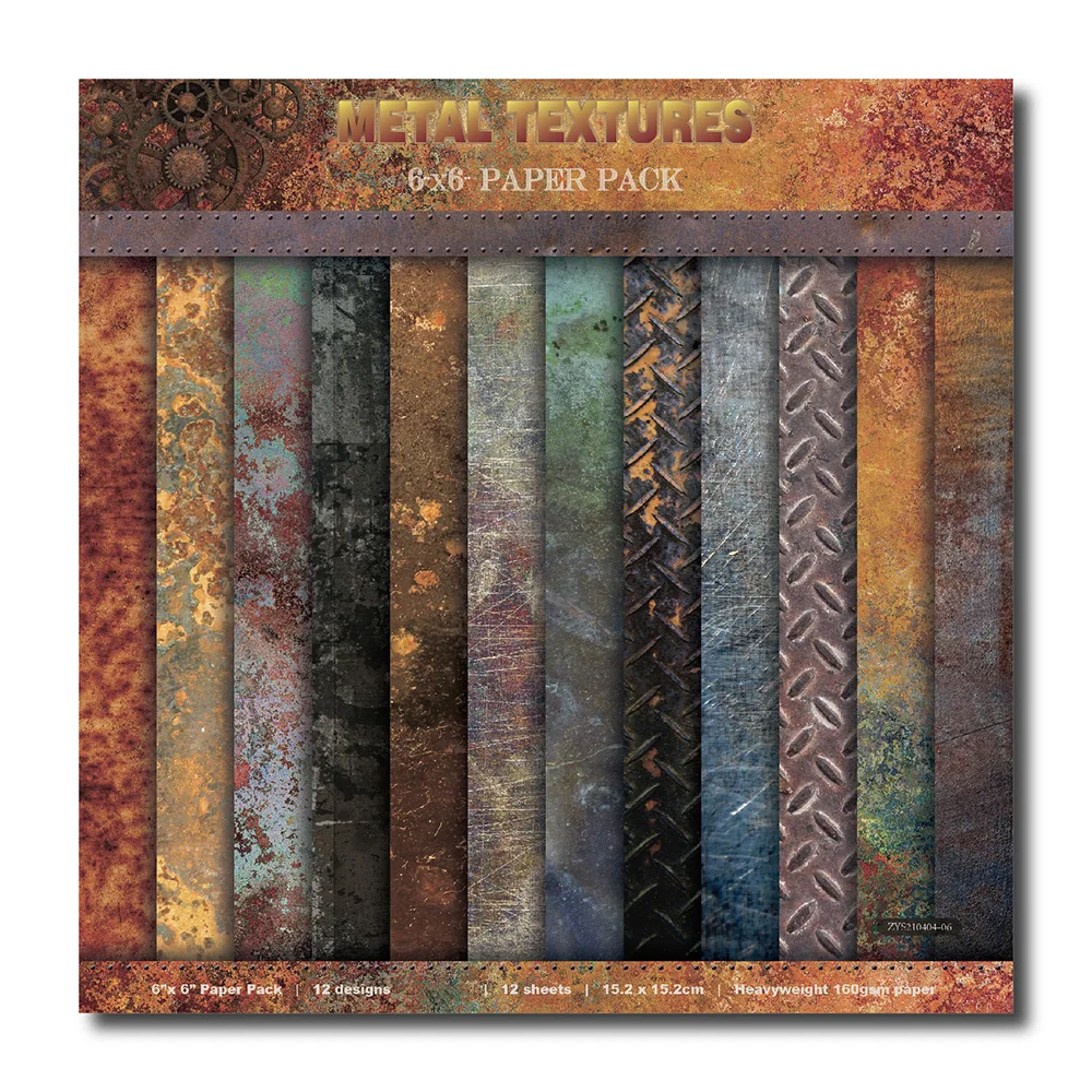 12 Sheets Of Background Paper With Dark Rendered Patterns 6-inch Decorative Paper