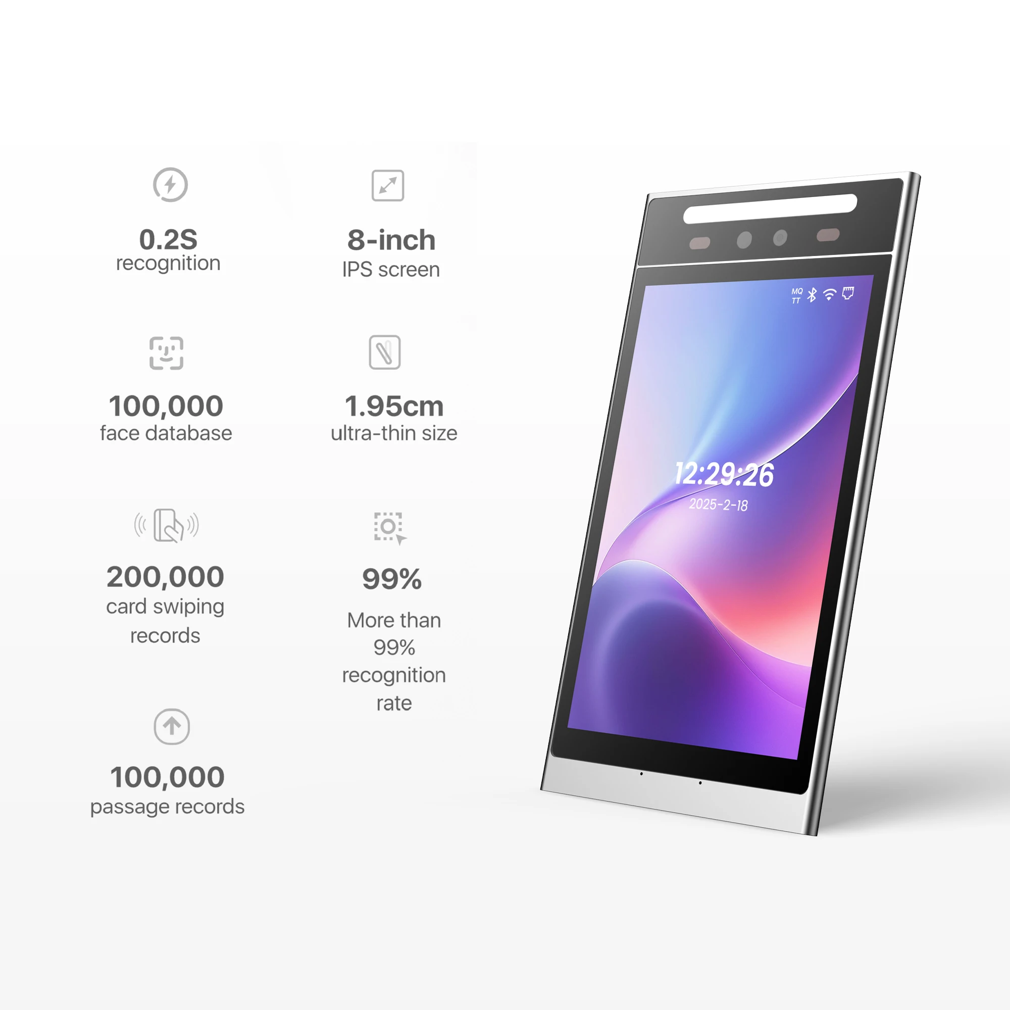 

Уникальный Feocey FCV5006 Лидер продаж Android11 Биометрический контроль доступа для лица NFC RFID 13,56 QR POE Запись времени WIFI AI Face Wi