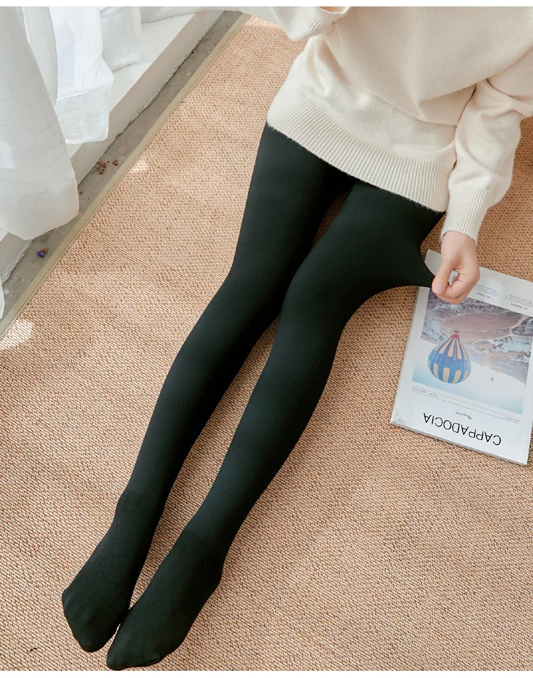 Gerippte Thermo-Leggings mit vertikalen Streifen für Damen im Herbst und Winter, Fleece, verdickt, Street Ready, nahtlos, hohe Taille, Thermohose – Detail 15