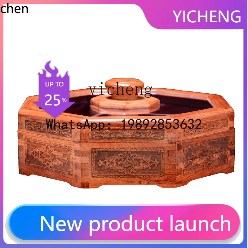 YFY  rosewood solid wood fruit plate living room grid with lid mahogany snack box