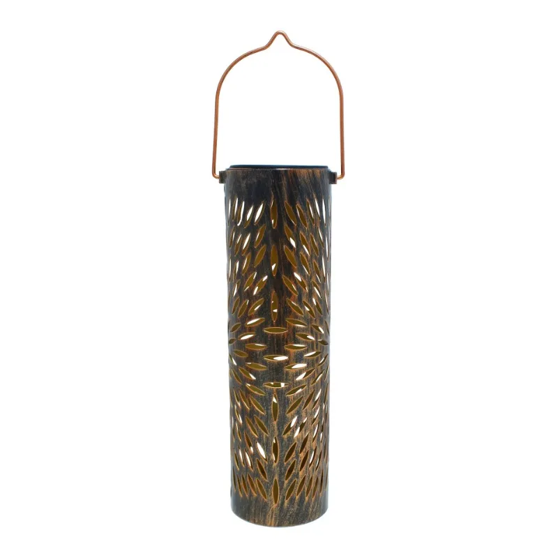 

Solar light wrought iron hollow lantern chandelier garden light outdoor waterproof garden decoration projection landscape light