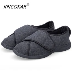 KNCOKAR Spring Autumn Mesh Single Shoes Wide Feet Fat Men's Foot Adjustable Edema Shoes Diabetic Foot Deformation Shoes z0002