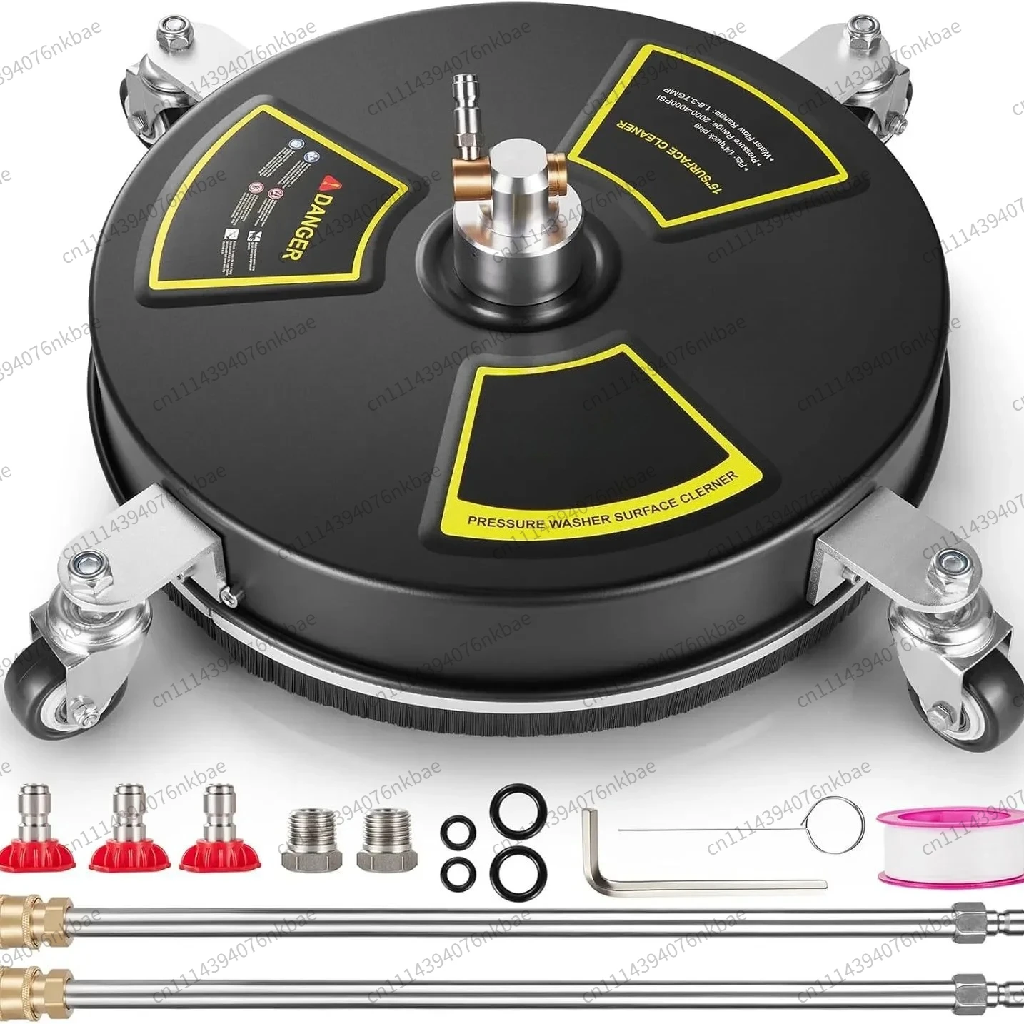 15in Stainless Steel Round Surface Cleaner High Pressure Washing Tool for Road Floor Vehicle Car Wash Pressure Washer Attachment