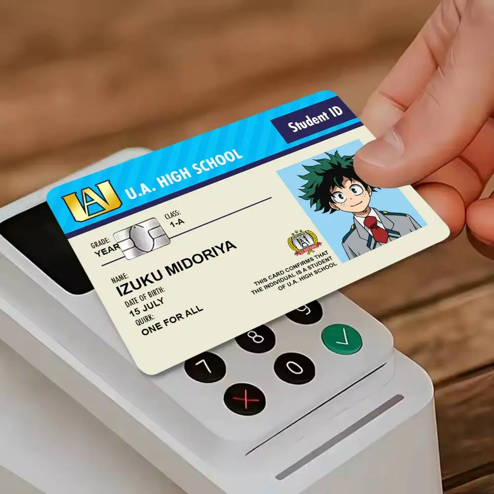 My H-Hero A-Academia Student ID 4pcs 1Set Film Skin for Debit Credit Bank Visa Card Decal