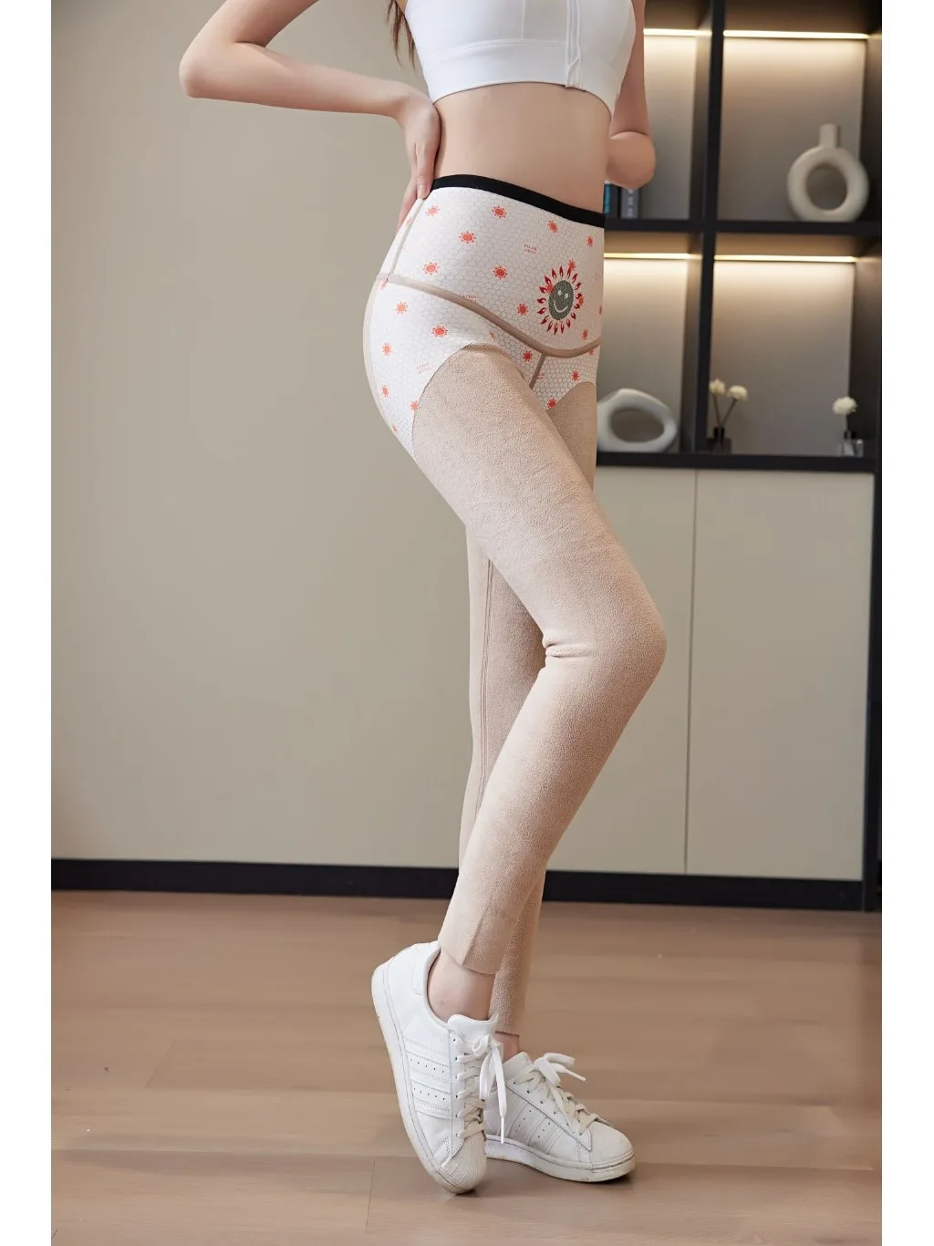 plus Size Thiened Fce Warm Pants High Waist Slim Fit Bootcut Trousers Women's Outerwear Nine Points Small Foot Pants