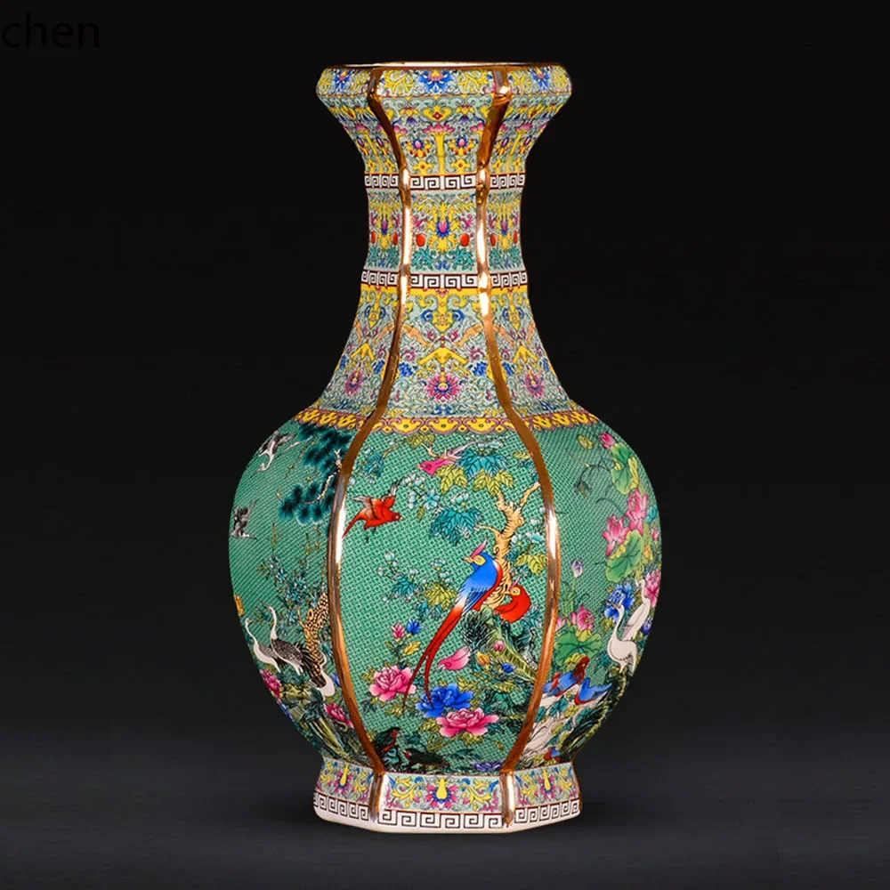 YFY  ceramic vase living room TV cabinet study Bogu frame flower arrangement decoration enamel ornament