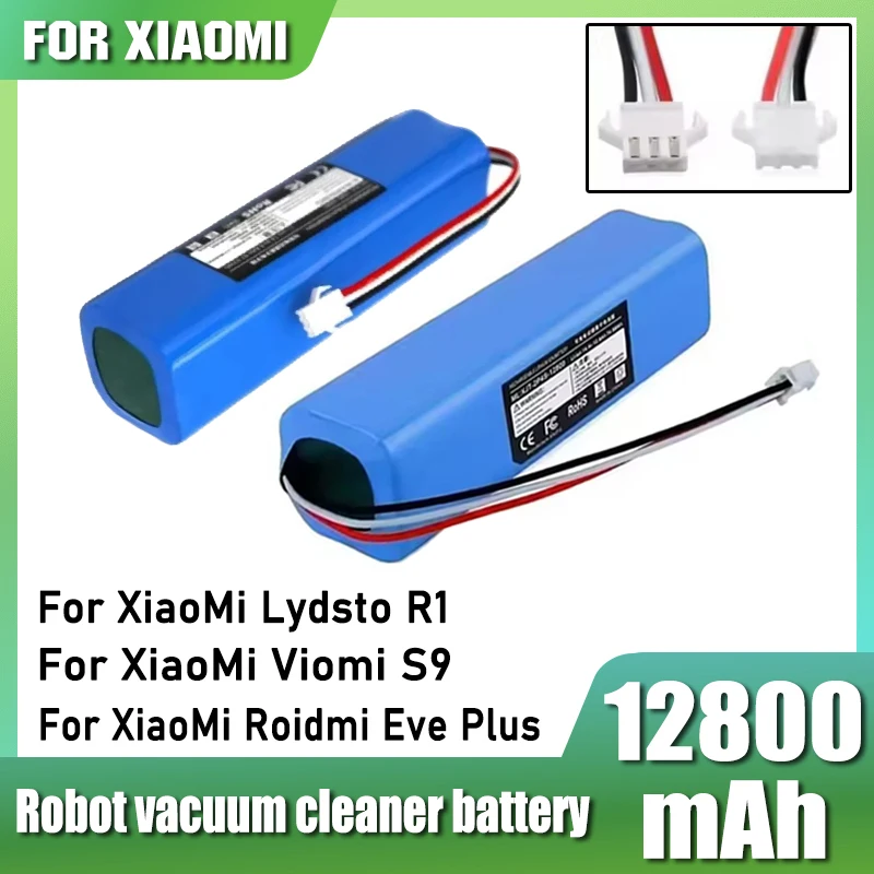 14.4V 12800mAh, for Xiaomi Lydsto R1 Pro HD-STYTJ-W03 S1 YM-S1-W03 G2 robot vacuum cleaner battery replacement, quality battery