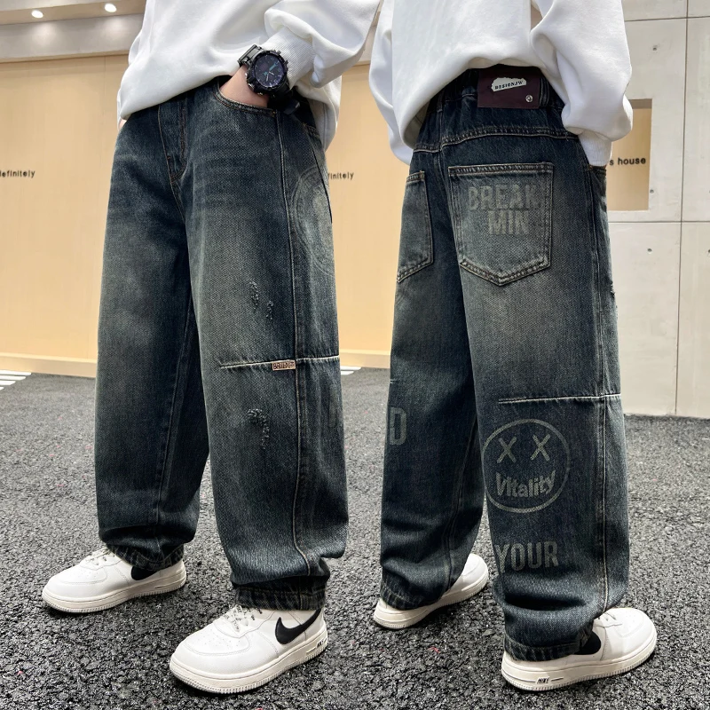 

Осень 2025 г., новые модные свободные прямые джинсы, индивидуальные удобные брюки для отдыха, высокое качество