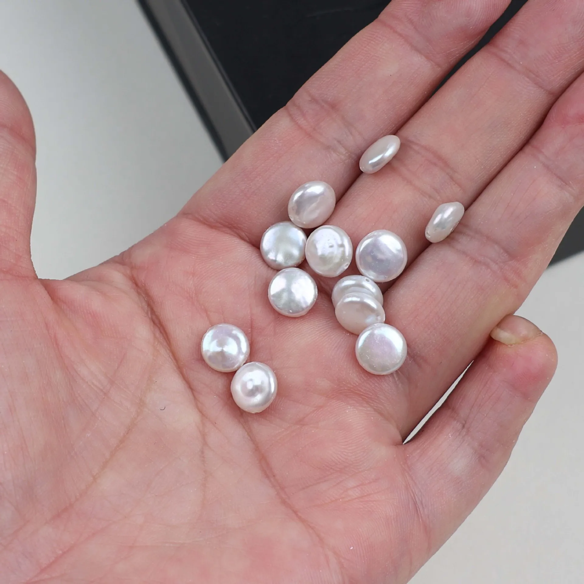 Button Shaped Freshwater Loose Pearls Full Through Hole DIY Beads Handmade Bracelet Necklace Earrings Jewelry Making Accessories