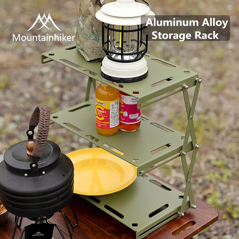 

Mounthiker Outdoor Camping Aluminum Alloy Storage Rack Portable 3-layers Storage Easy To Carry Foldable Picnic BBQ Table Shelf