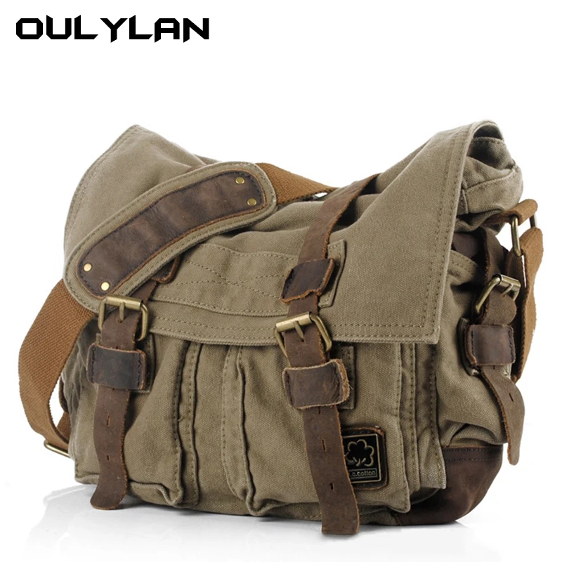 

OULYLAN High Quality Backpack Men Canvas Bag Vintage Simple Versatile Abrasion Resistant Outdoor Travel Messenger Bag