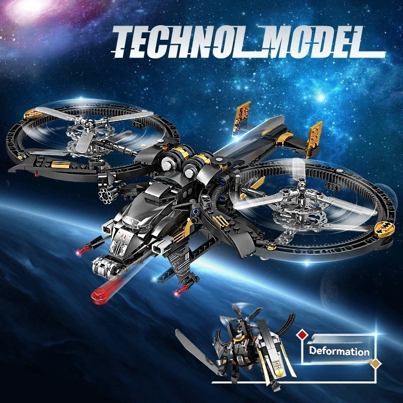 458pcs Technical Science Fiction Series Aricraft Starfighter Variable Mecha MOC Assembly Building Block Birthday Christmas Gifts