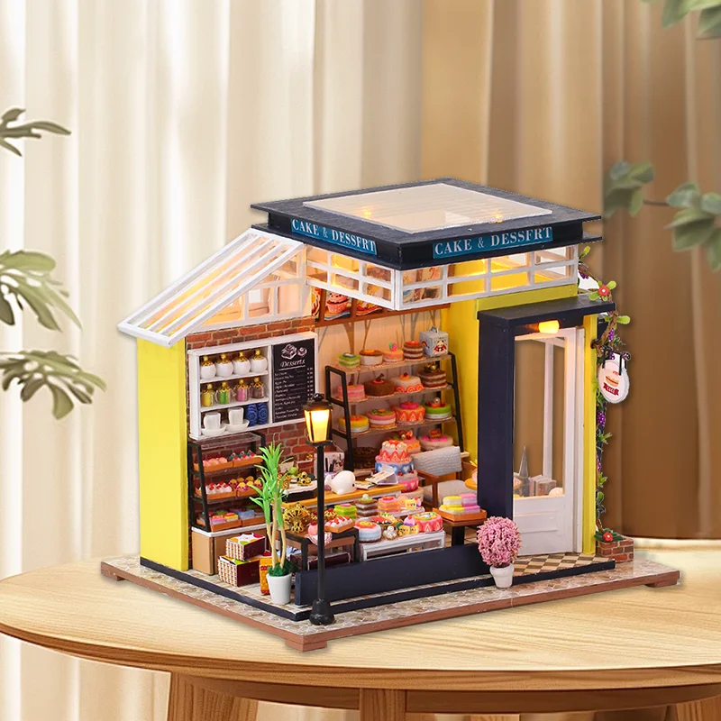 Wooden Doll House Kit 3D Puzzle Building Model Furniture Figurines Assembling Toys Miniatures Dollhouse Kit For Children Gifts