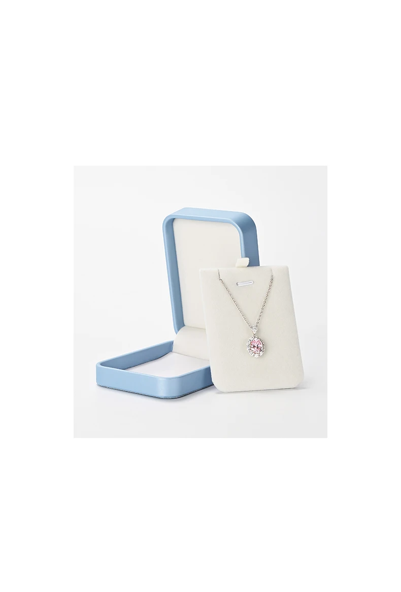 Oirlv Hellblaues Leder-Schmuckkästchen-Set Luxuriöse Ring-Halsketten-Ohrring-Geschenkverpackung Organizer für Einzelhandelsgeschäfte und Hochzeiten – Detail 2