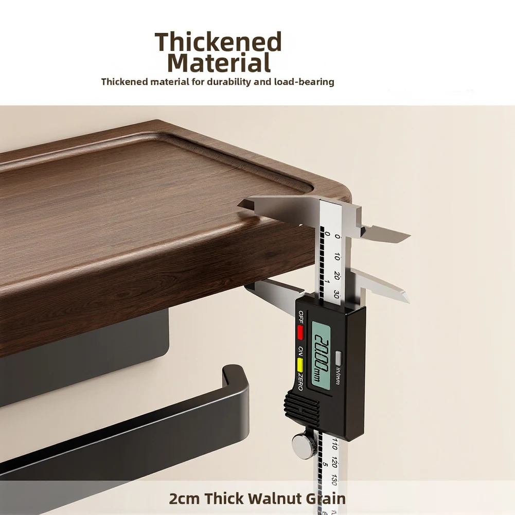Rust Resistant Roll Holder Walnut Toilet Paper Holder Solid Walnut Wood Construction Stylish Toilet Paper Storage Rack