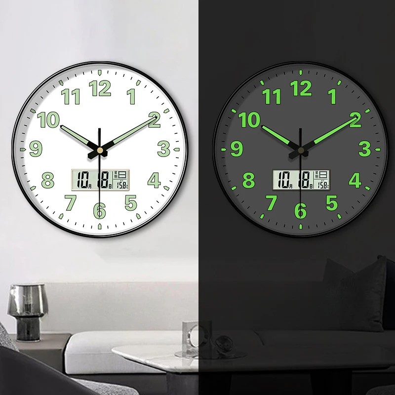 Luminous clock, stylish clock, and watch in the living room, simple and quiet for home use, hanging on the wall