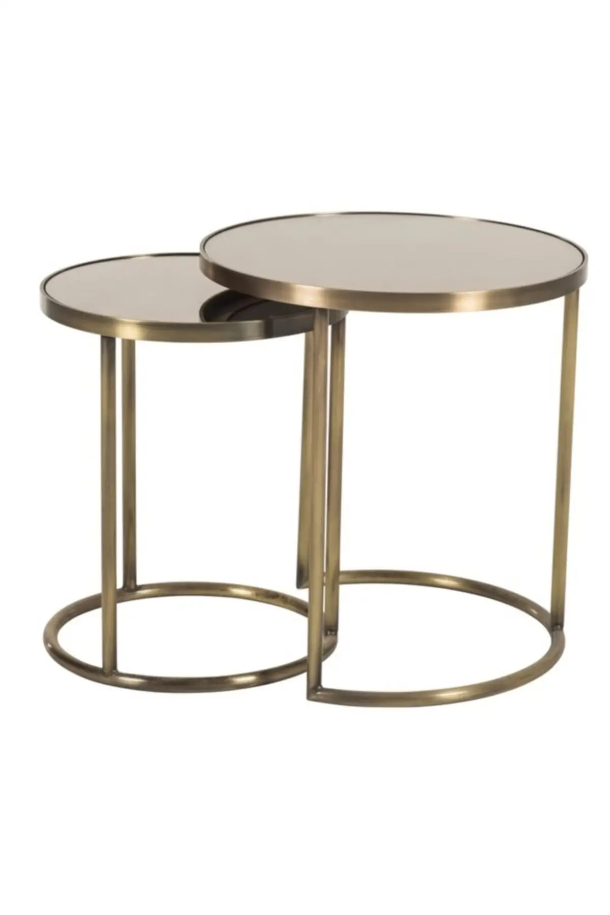 Reproduction antique Brass Plated Glass Table Top 2'li Zigon Coffee Table