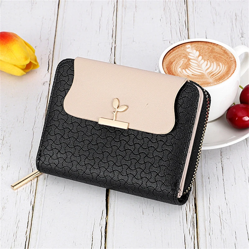 Women Leather Bifold Wallet Cute Small Short Change Coin Purse Credit Card Holder for Birthday Gift