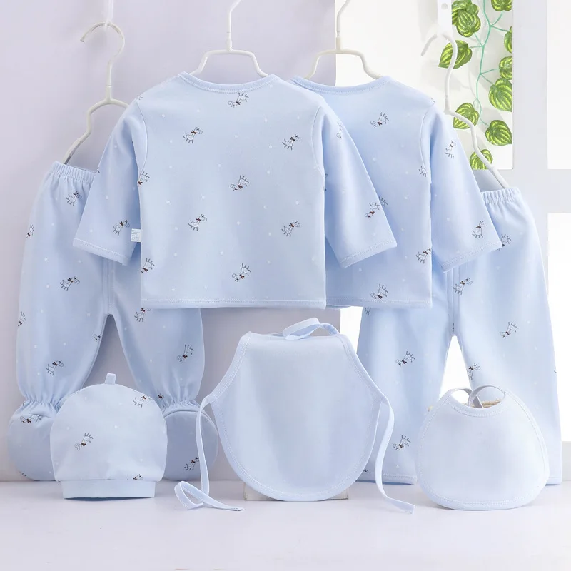 Spring Autumn Infant Boy Girl Clothes Casual Cartoon Cute Print Cotton Tops+Pants Baby Items For Newborns Hospital Set BC1499-1