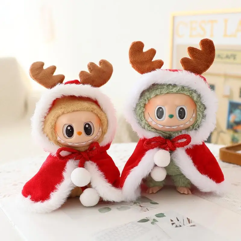 Mini Doll'S Clothes Outfit Accessories For Korea Kpop Exo Labubu Sitting Party For Elk Christmas Cloak Christmas Hat Clothing