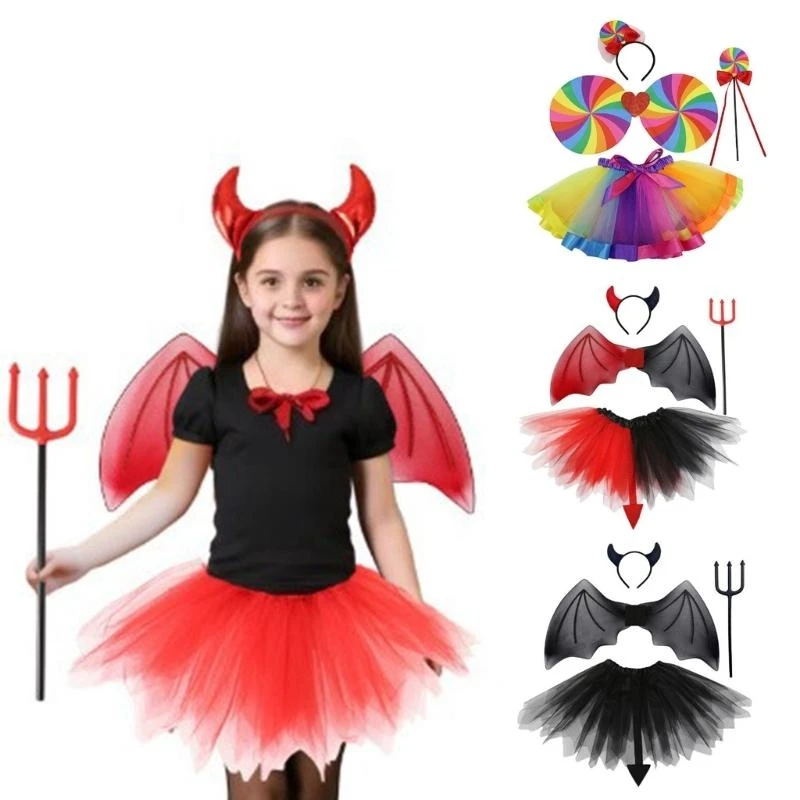 Conjunto disfraces Y5GC Princess Cosplay para niños Halloween, Fiesta cosplay, incluyendo diadema, falda,