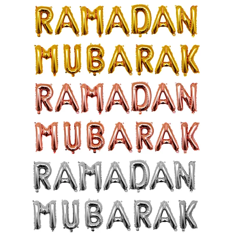 16 Zoll Ramadan Mubarak Brief Luftballons Banner Ramadan Dekorationen Eid Mubarak Luftballon Eid Al-Fitr Banner 15 teile/los