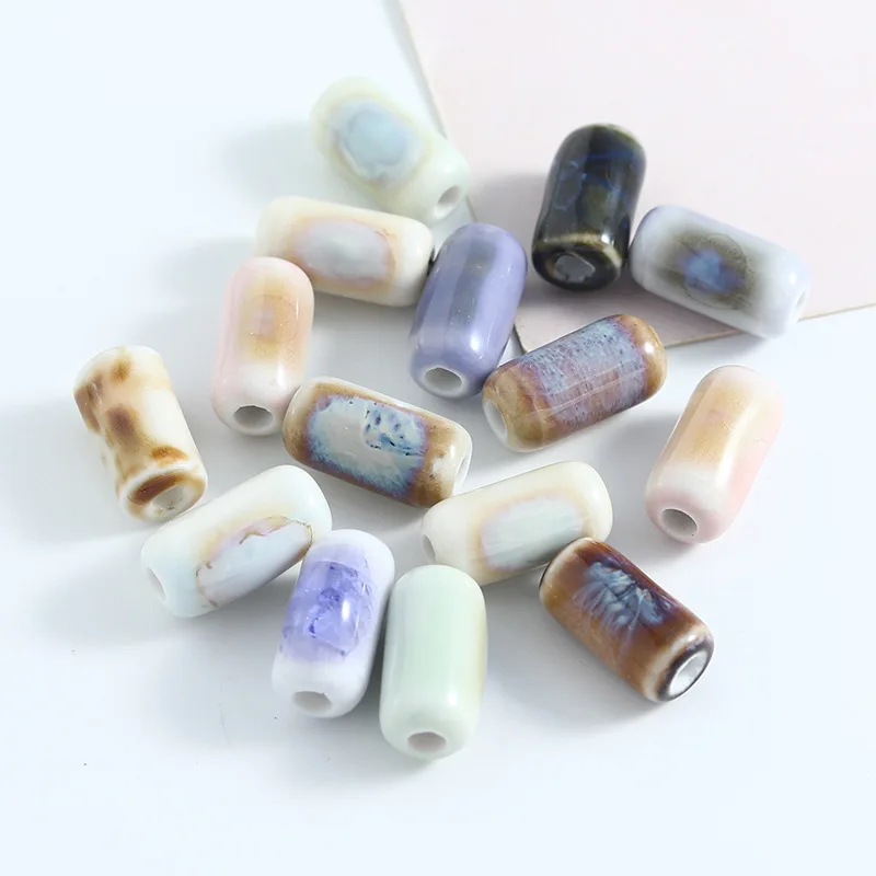 10PCS Couture Ceramic Tube Beads Loose Spacer Beads For Jewelry Making DIY Bracelet Necklace Accessories