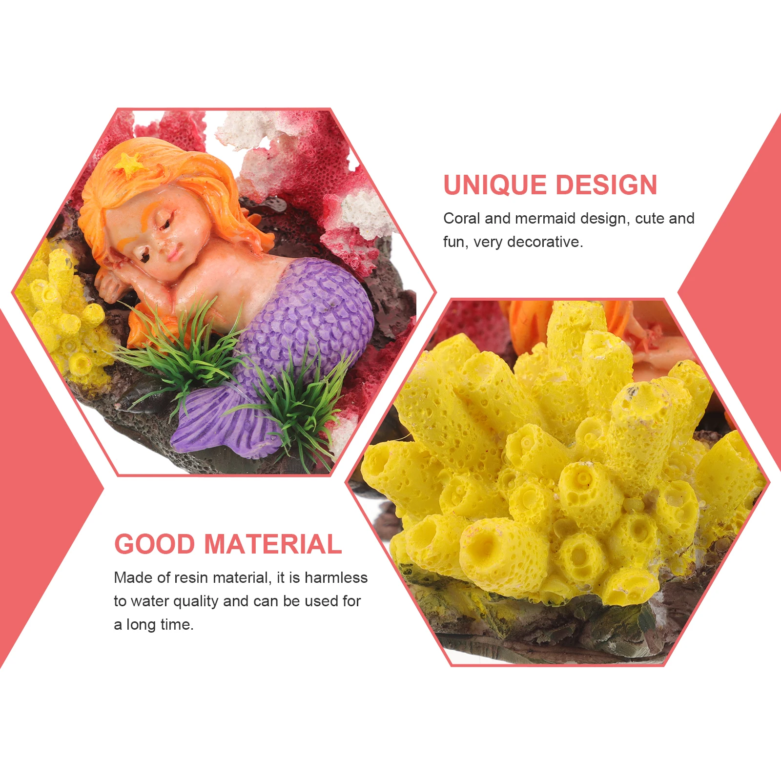 

Aquarium Mermaid Lying on Coral Statue Underwater Decor Realistic Imitation Coral Ornament for Fish Tank Natural Landscape