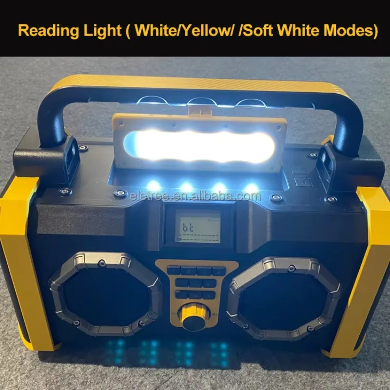 Yellow Ip65 Waterproof Usb Rechargeable Aux Input Dab+ Dab Fm Construction Speaker Perfect for Builders