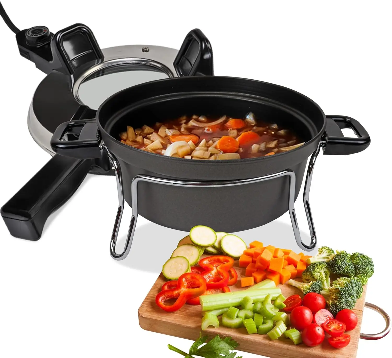 

Czech Cooker The Ultimate Electric Oven with Adjustable Thermostat Versatile Cooking Options Efficient Heating Non-Stick Pot