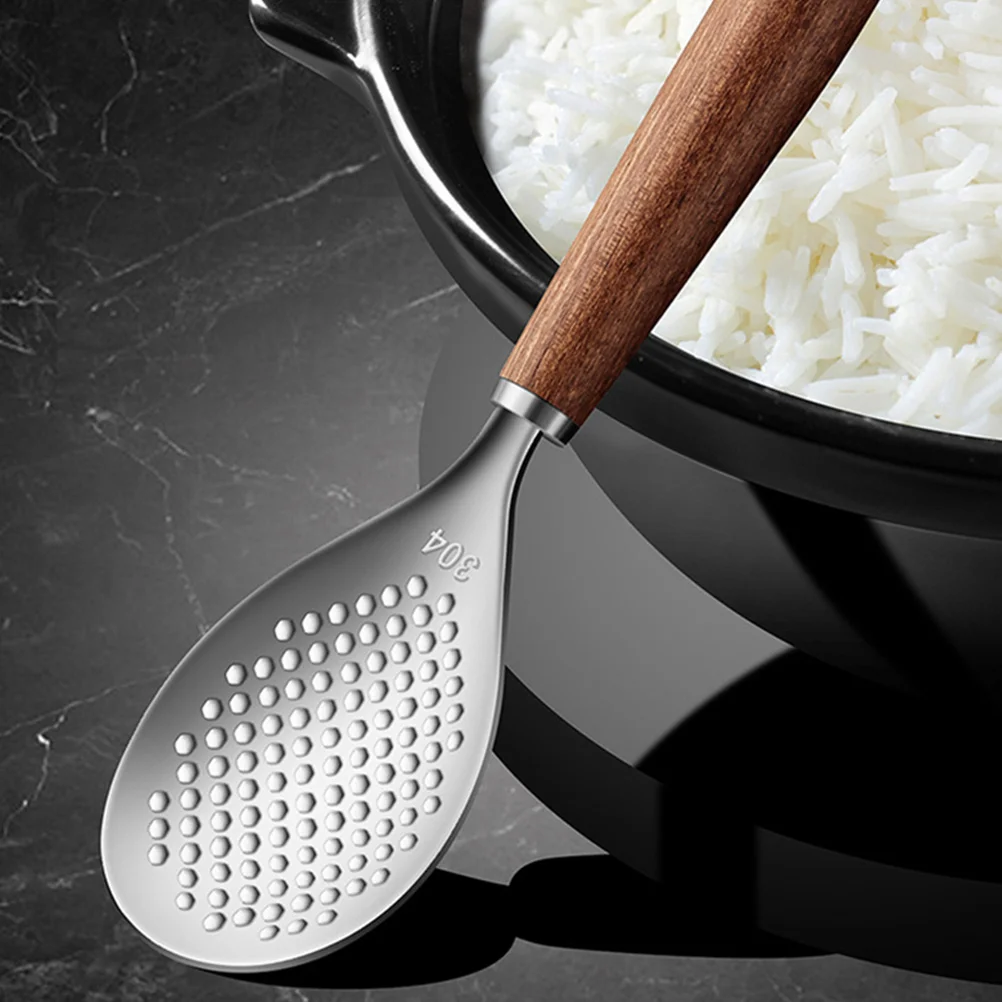 Stainless Steel Rice Spoon Ergonomic Kitchen Gadget For Rice Soup Porridge Serving Smooth Handle Home Restaurant