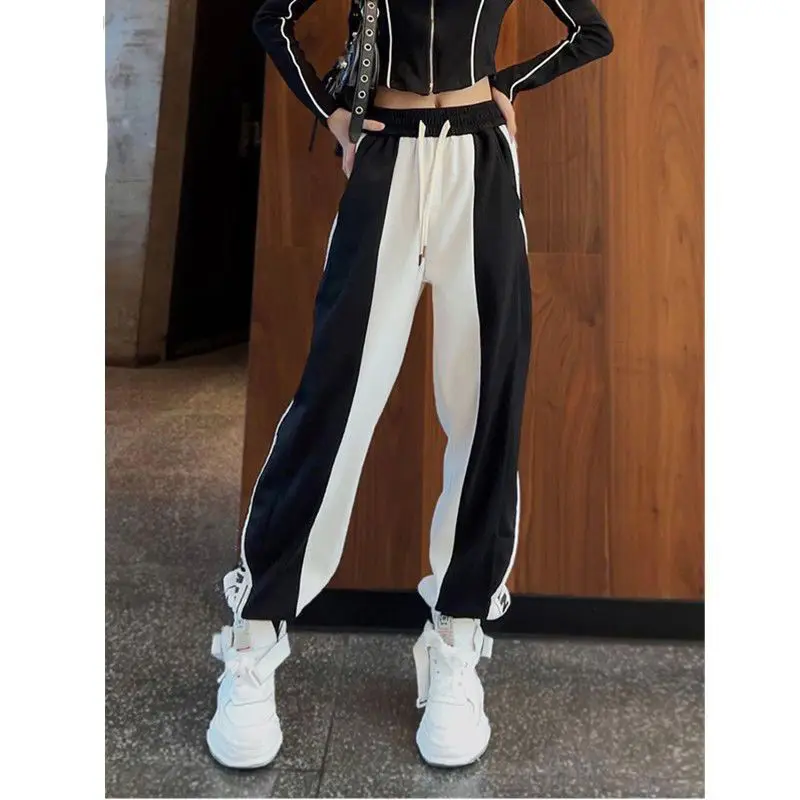 Women Clothes Letter Print Patchwork Sports Joggers Trousers Casual Streetwear Hip Hop Loose Harem Pants Korean Style Sweatpants