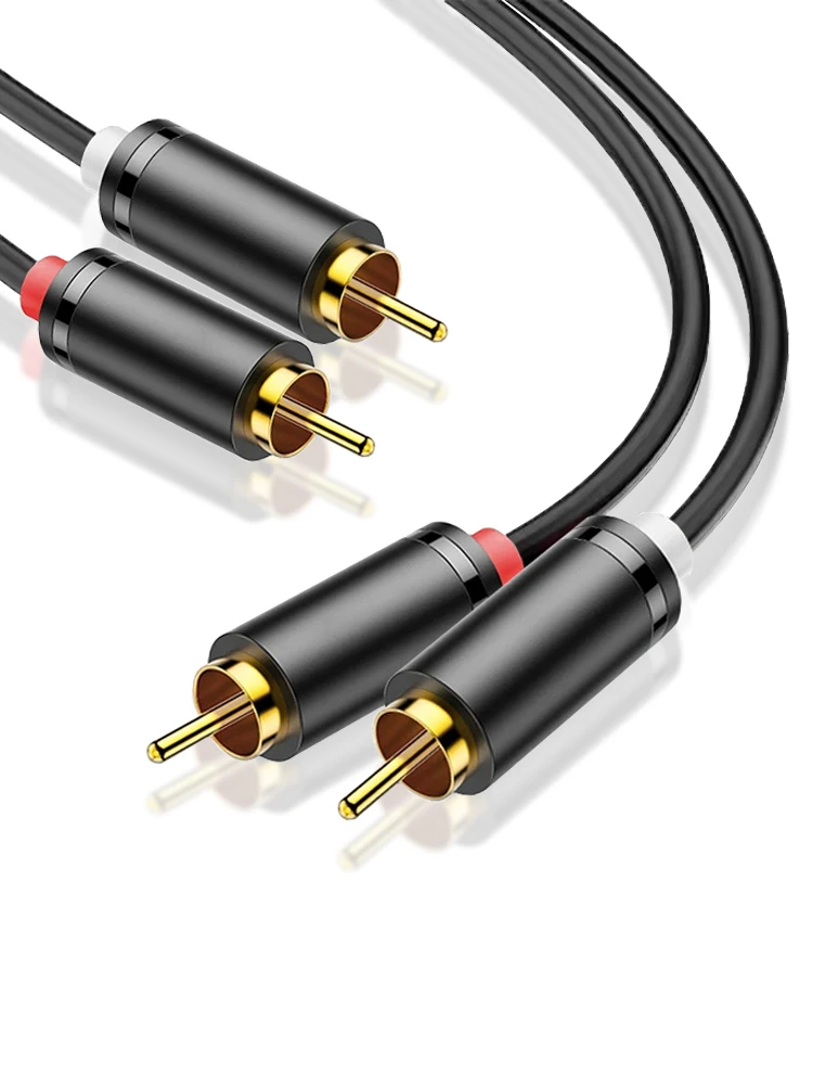 Double câble RCA stéréo HIFI 2 RCA à 2 RCA mâle à mâle cordon Audio Aux pour HDTV Home cinéma DVD amplificateur RCA câbles plaqués or