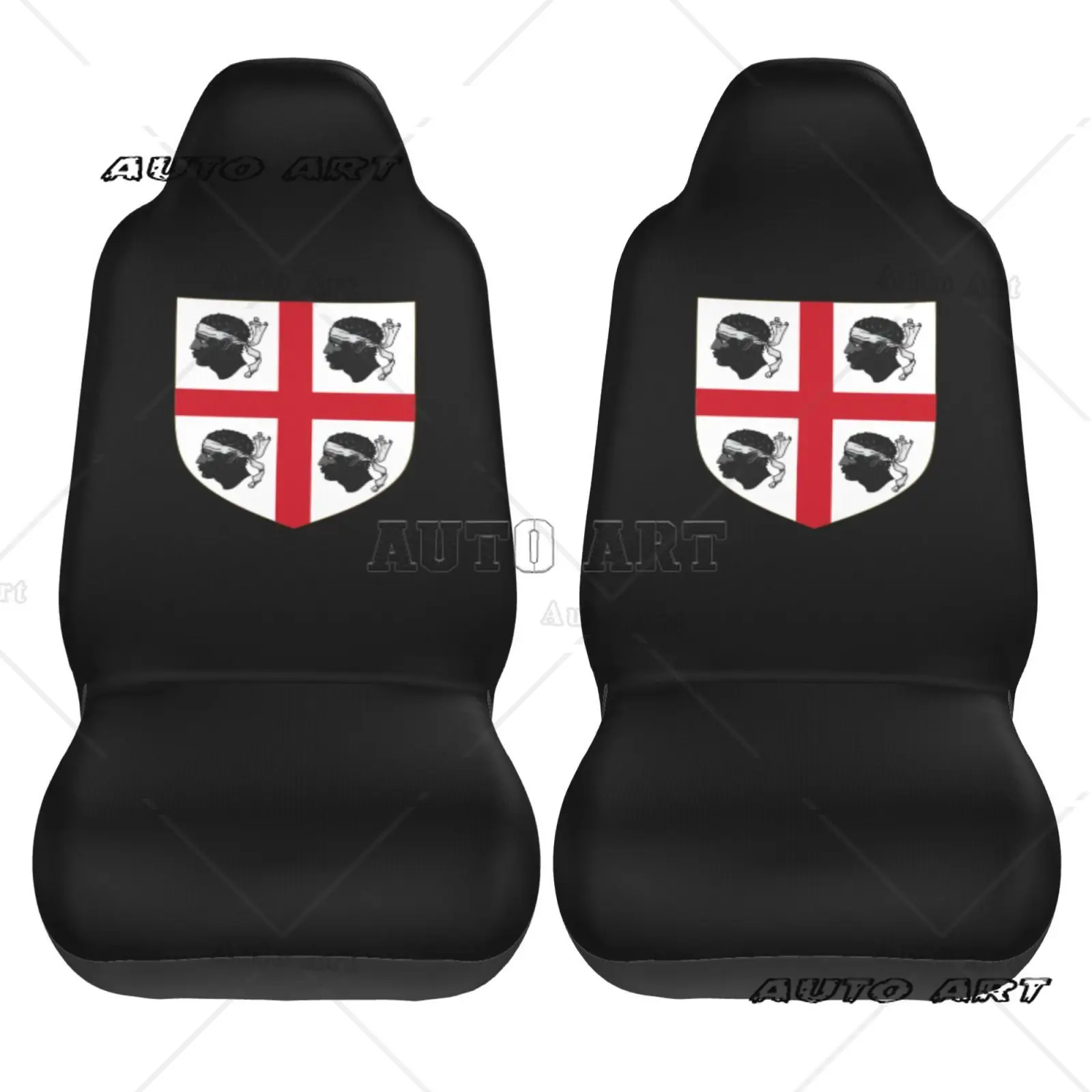 

Custom Coat of Arms of Kingdom of Sardinia Flag Print Car Seat Cover 2pcs Universal Front Protector Accessories Cushion Set