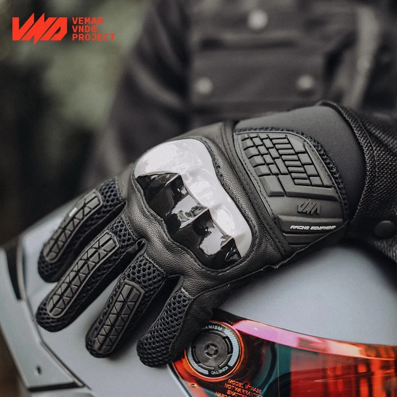 

VND Men Black Motorcycle Gloves Lady Red Summer Cycling Motorbike Guantes Moto Motocross Bicycle Touch Screen Breathable