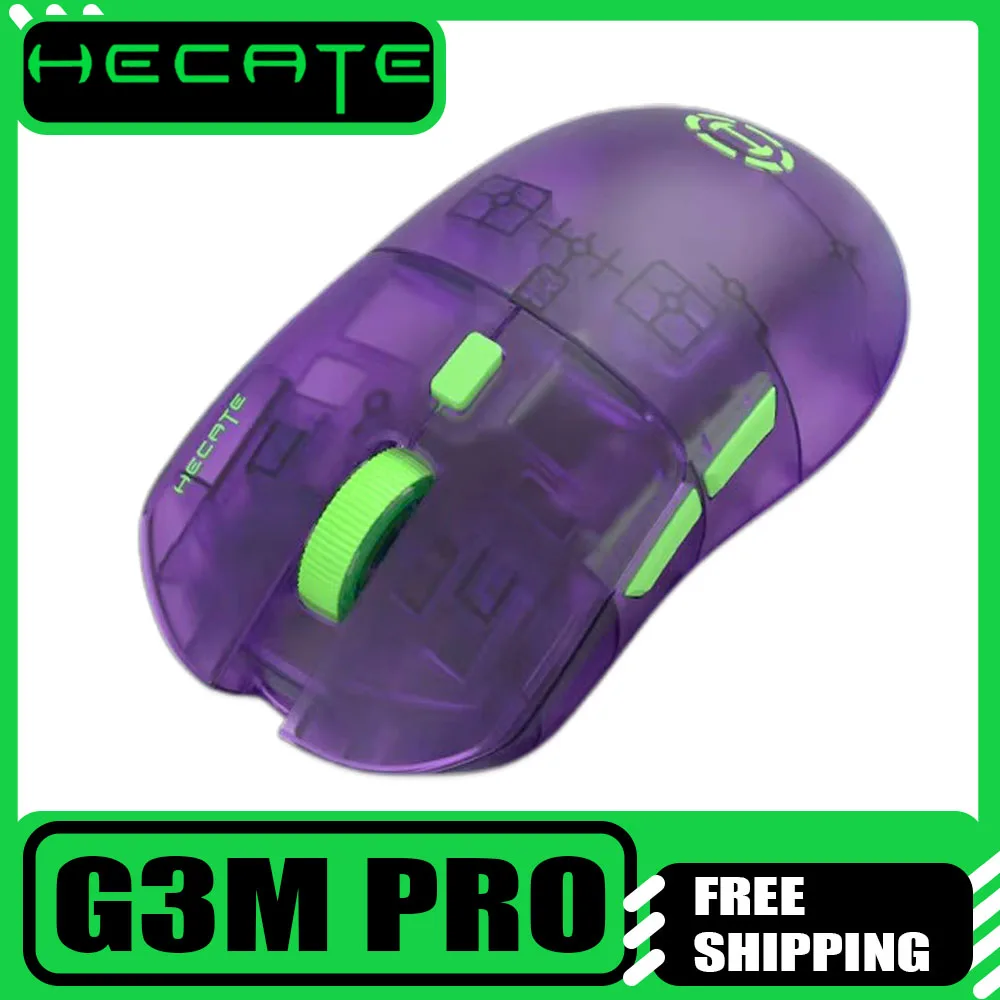 

Беспроводная мышь Hecate G3m Pro, трехрежимная Paw3395, прозрачная игровая мышь с низкой задержкой, эргономичная игровая мышь для ПК, подарки для геймеров