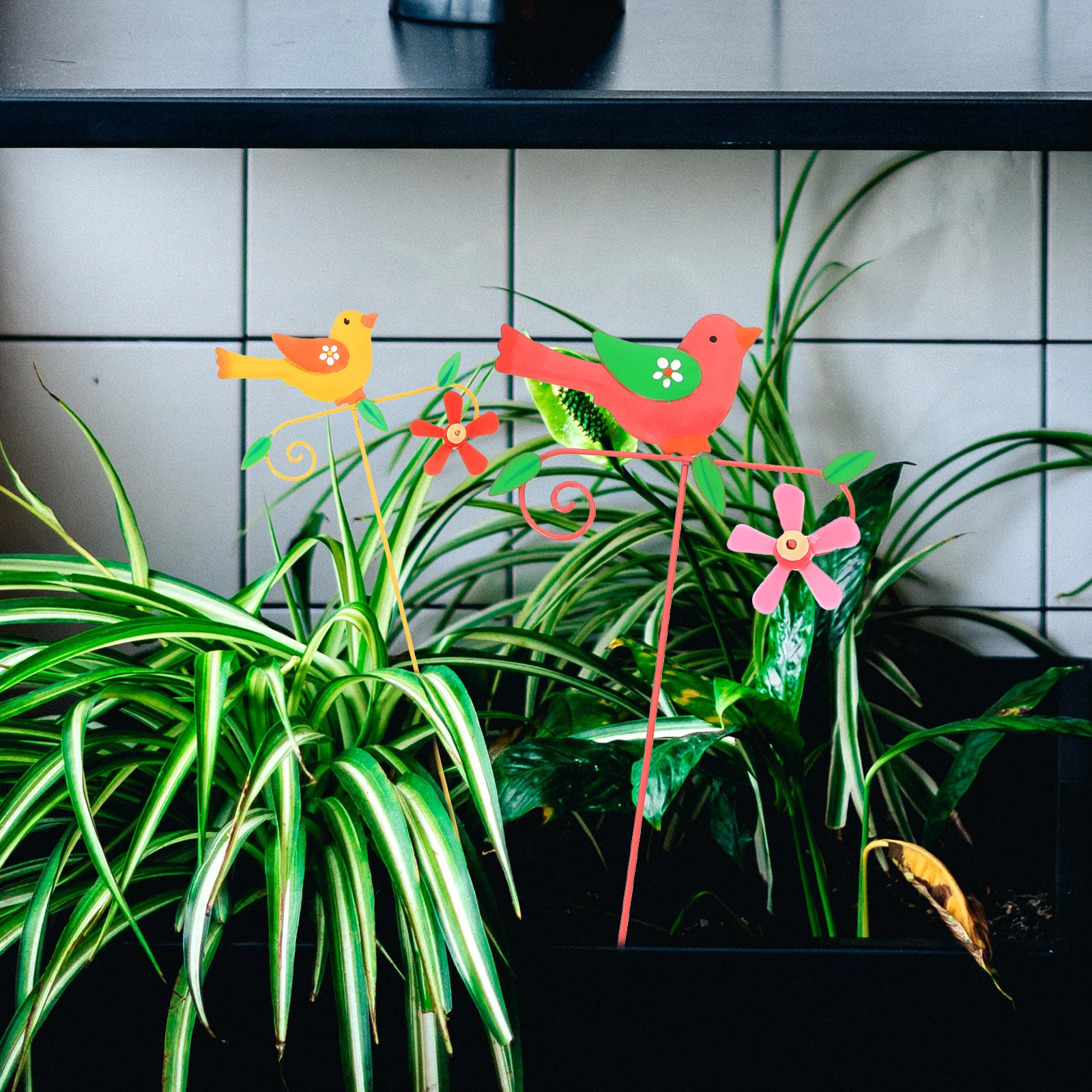 

5Pcs Metal Garden Stakes Durable Outdoor Yard Decor Flower Pot Inserts Metal Art Lawn Ornaments Garden Accessory