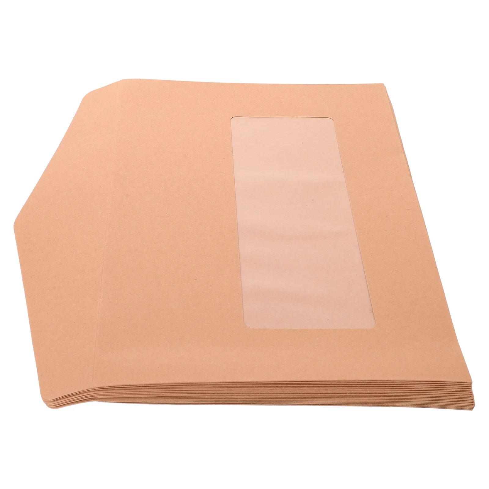 30Pcs Kraft Paper Envelope Brown Full Face Window Clear Window Envelope Document Organizer File Bag for Mailing Invoices Storing