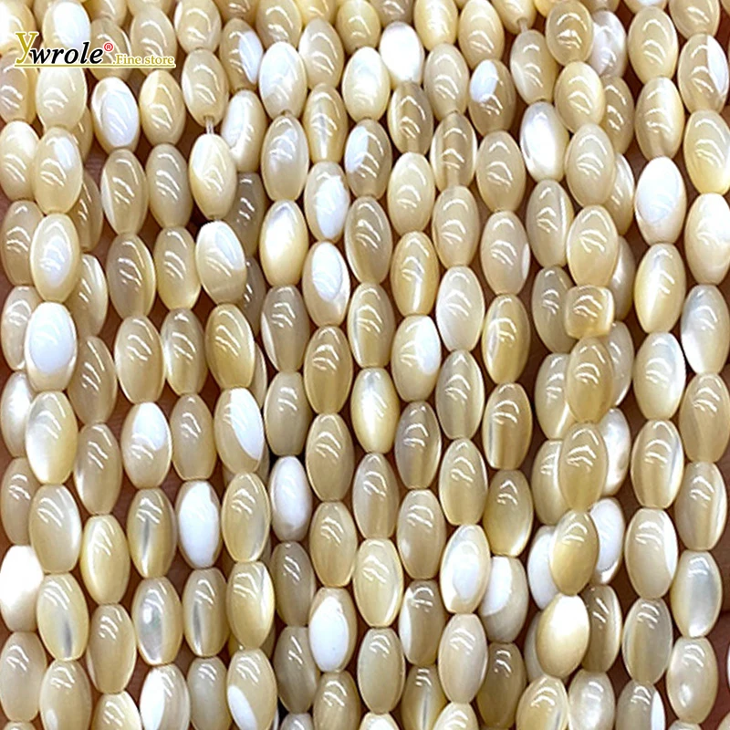 Oval 4x8mm Natural Stone Yellow Shell Loose Spacer Beads for Jewelry Making Diy Earrings Bracelet Charms Accessories 15''