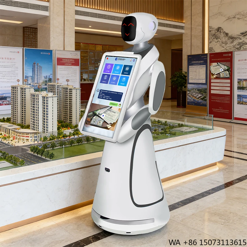 Hochwertiger, zuverlässiger Touchscreen-Roboter mit schneller Gesichtserkennung und interaktivem Display für Hotelrezeptionen