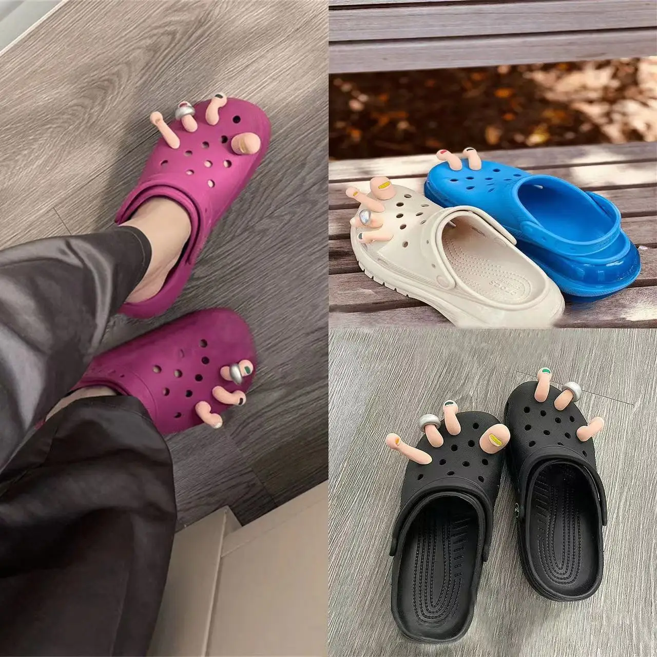 Creativity Simulation Toe Crocs Accessories Decorate Silica Gel Craftsmanship Personality Funny Slippers Accessories