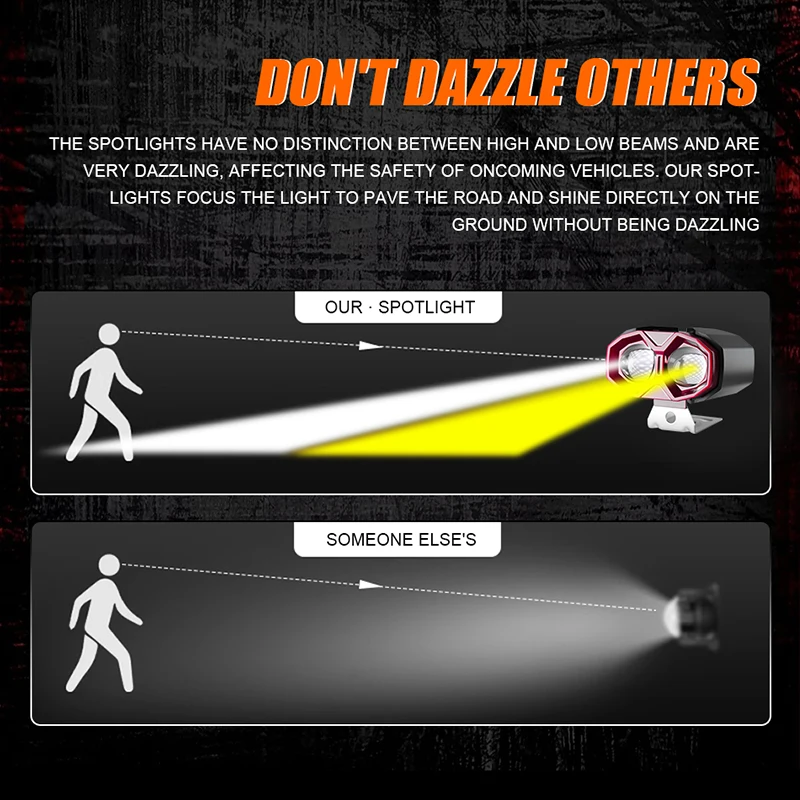 أضواء دراجة نارية مساعدة LED مرحبا/منخفضة شعاع ل موتو العالمي العلوي القيادة الضباب مصباح الجبهة إضافية مقاوم للماء 12 فولت #4