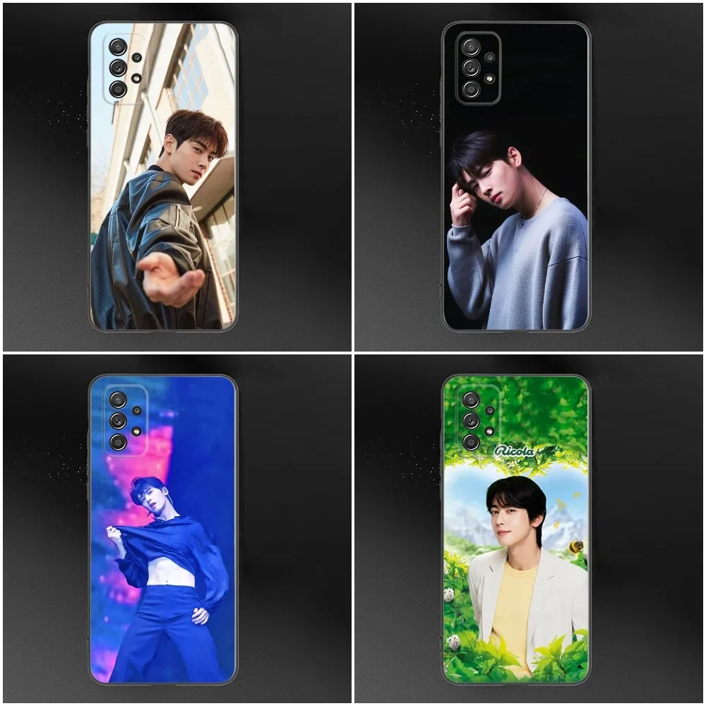 

Korea Cha Eun Woo Actor Phone Case For Samsung S24,S23,S22,S21,S20,S10,S10E,S9 Plus FE Note 20 Ultra 10,9 Plus Black