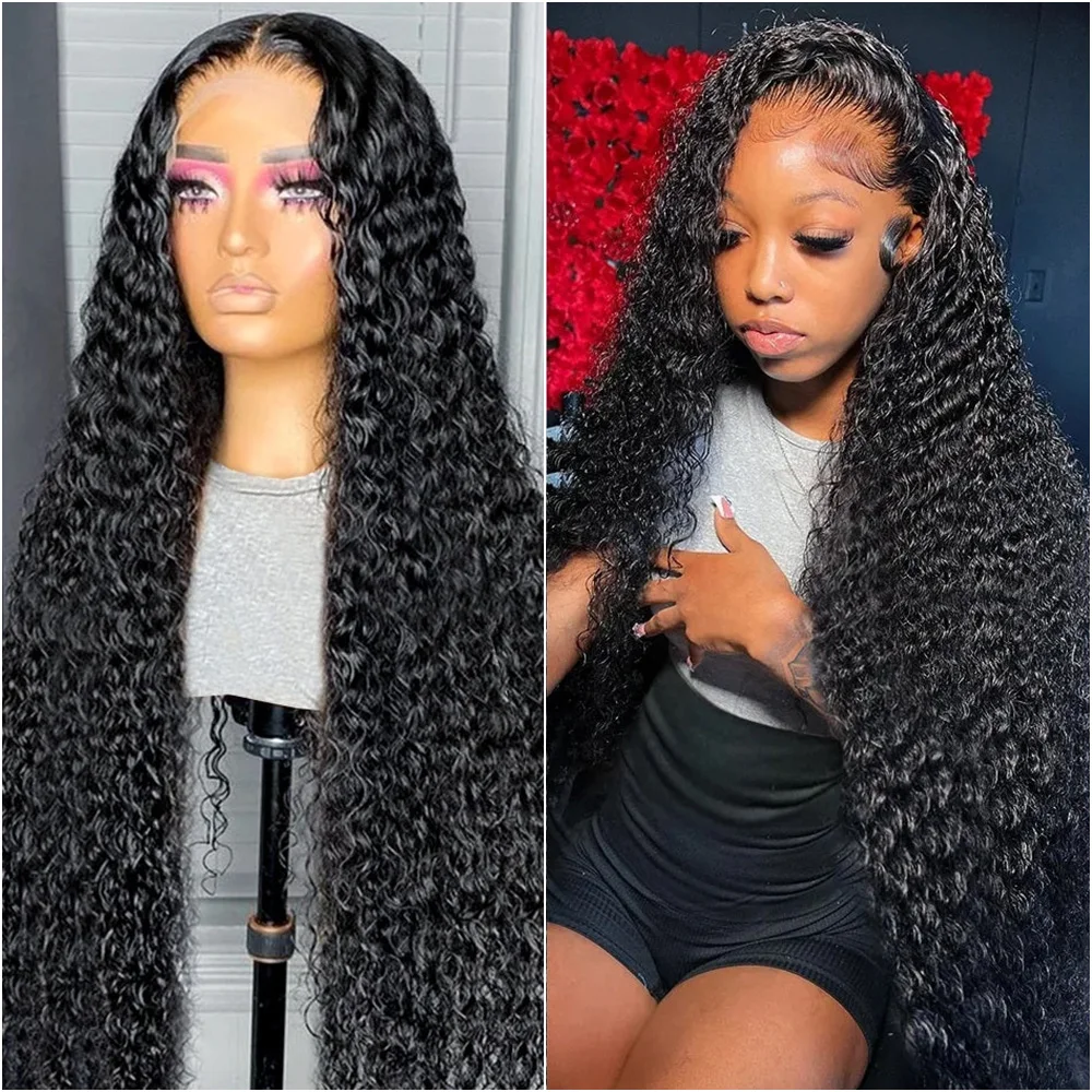 

30-40-дюймовые парики Deep Wave с HD-кружевной передней частью 13x6, предварительно выщипанные, бразильские, с волной Water Wave, кудрявые, из натуральных человеческих волос, для женщин, плотность 200%