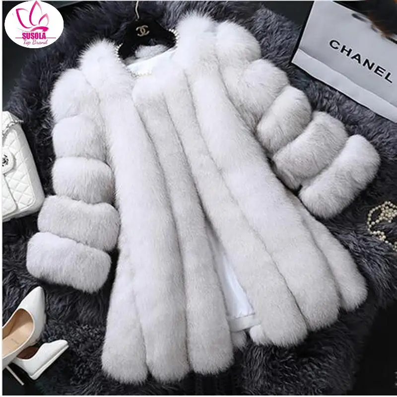 

SUSOLA Sampic Woman Casual Zipper Fluffy Overcoat Faux Fur Teddy Coat Jacket Long Sleeve Outwear Warm Female Coat Winter