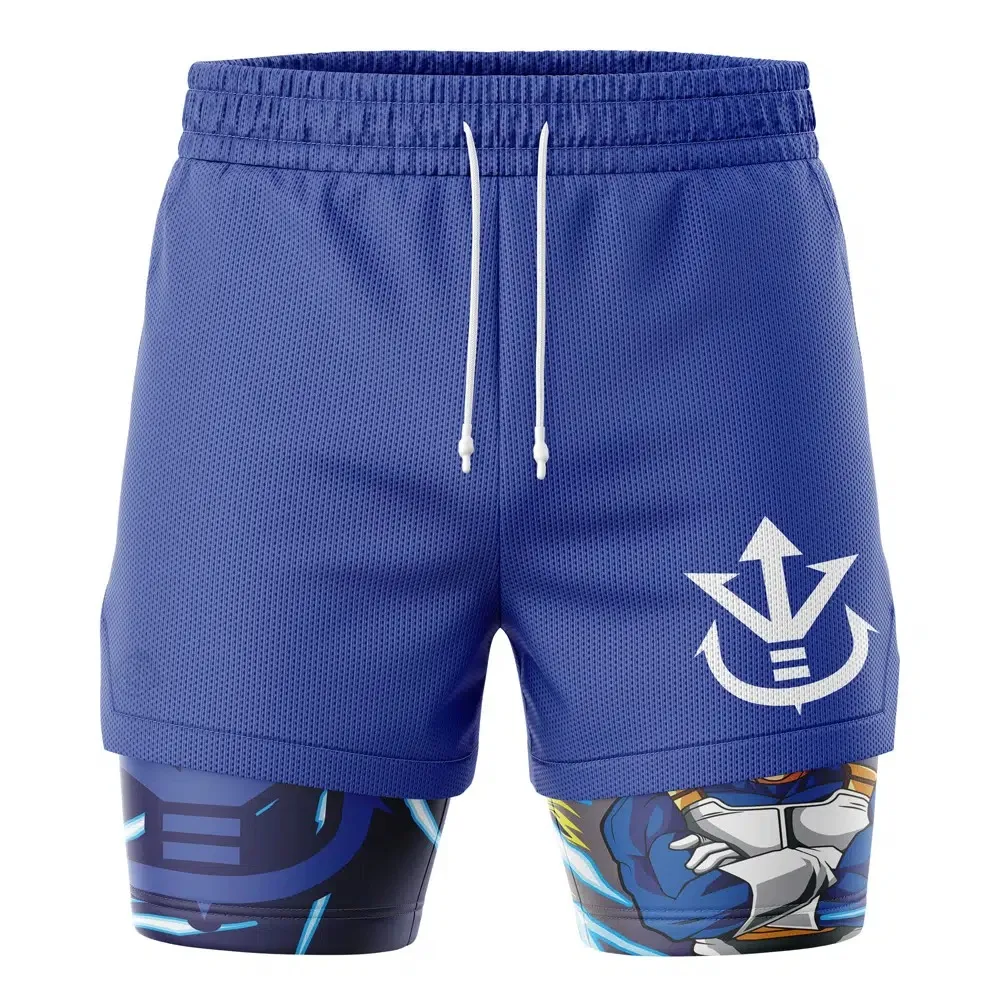 2026 Summer Dragon Ball Vegeta Super Saiyan V2 2-in-1 Double Layer Gym Shorts, Oversized Men's Fitness Retro Unisex Athletic Y2k view 2