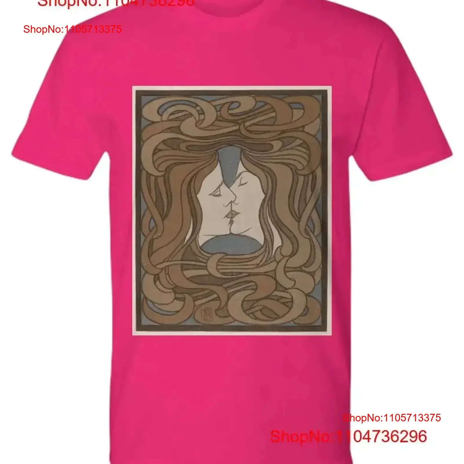 The Kiss by Peter Behrens T Shirt Art Nouveau Romantic Design Vintage Artist Washed graphic Stretched homme Stylish vintage