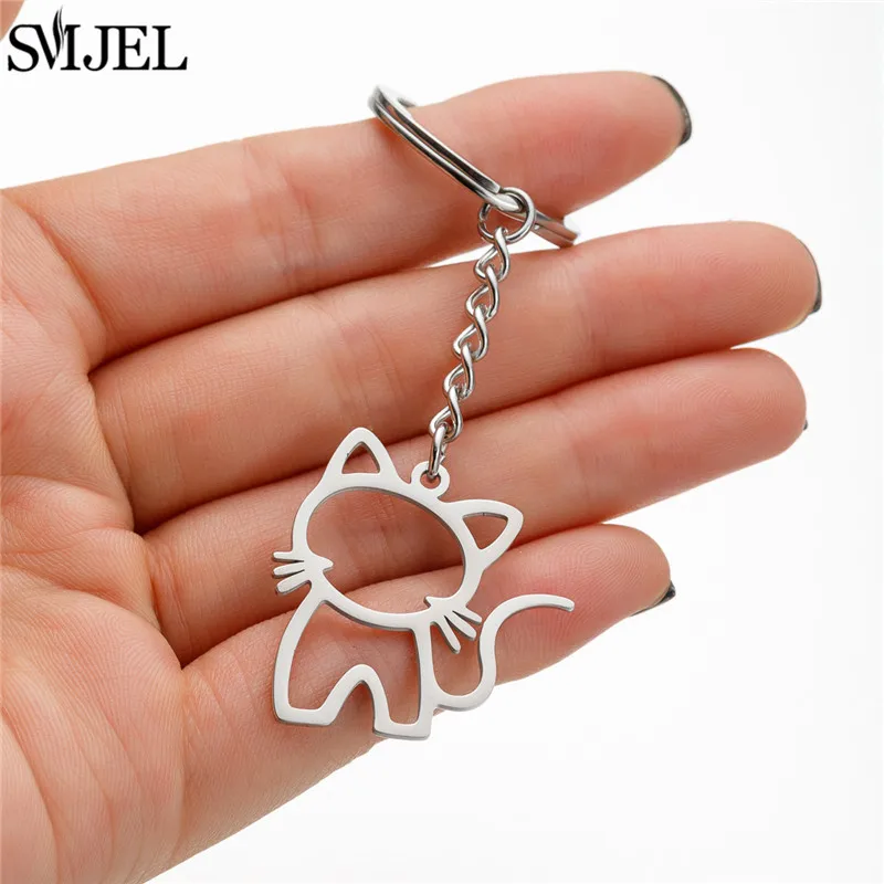 Metal Animal Pendant Keyring Fashion Unicorn Owl Butterfly Keychain Stainless Steel Key Chain Ring Accessories Creative Gift